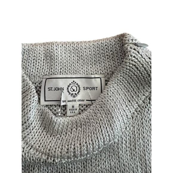 St. John Sport Women's Mock Neck Silver Metallic Sleeveless Top Size Medium - Picture 4 of 5